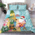 Aloha Hawaii Mele Kalikimaka Bedding Set Chilling Santa With Pineapple - Polynesian Pattern