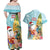 Aloha Hawaii Mele Kalikimaka Couples Matching Off Shoulder Maxi Dress and Hawaiian Shirt Chilling Santa With Pineapple - Polynesian Pattern