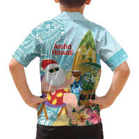 Aloha Hawaii Mele Kalikimaka Family Matching Long Sleeve Bodycon Dress and Hawaiian Shirt Chilling Santa With Pineapple - Polynesian Pattern LT14 - Polynesian Pride