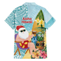 Aloha Hawaii Mele Kalikimaka Family Matching Long Sleeve Bodycon Dress and Hawaiian Shirt Chilling Santa With Pineapple - Polynesian Pattern LT14 - Polynesian Pride