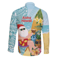 Aloha Hawaii Mele Kalikimaka Family Matching Off The Shoulder Long Sleeve Dress and Hawaiian Shirt Chilling Santa With Pineapple - Polynesian Pattern LT14 - Polynesian Pride