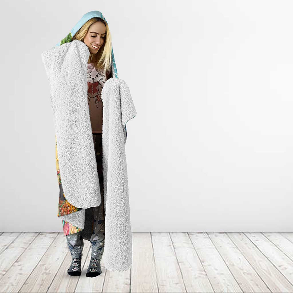 Aloha Hawaii Mele Kalikimaka Hooded Blanket Chilling Santa With Pineapple - Polynesian Pattern
