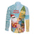 Aloha Hawaii Mele Kalikimaka Long Sleeve Button Shirt Chilling Santa With Pineapple - Polynesian Pattern