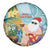 Aloha Hawaii Mele Kalikimaka Spare Tire Cover Chilling Santa With Pineapple - Polynesian Pattern