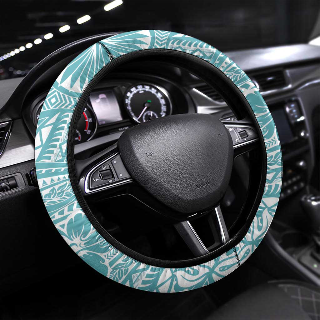 Aloha Hawaii Mele Kalikimaka Steering Wheel Cover Chilling Santa With Pineapple - Polynesian Pattern