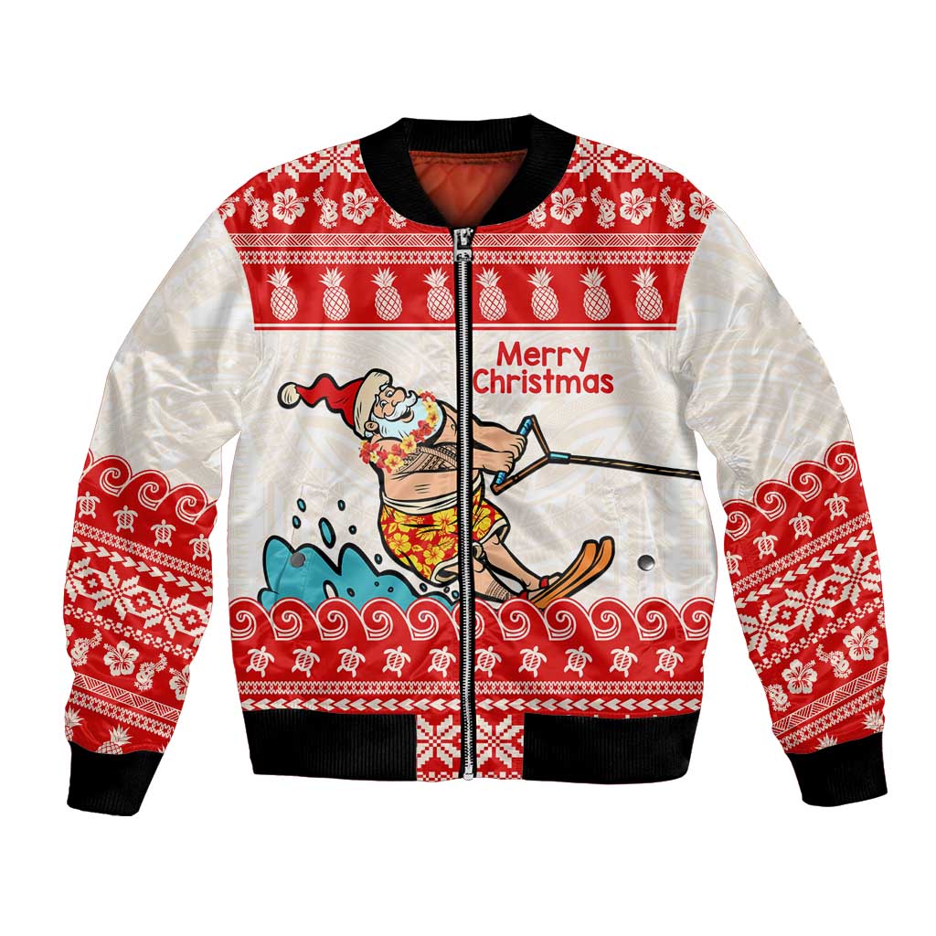 Mele Kalikimaka Hawaii Bomber Jacket Water-skiing Santa Tropical Vibes