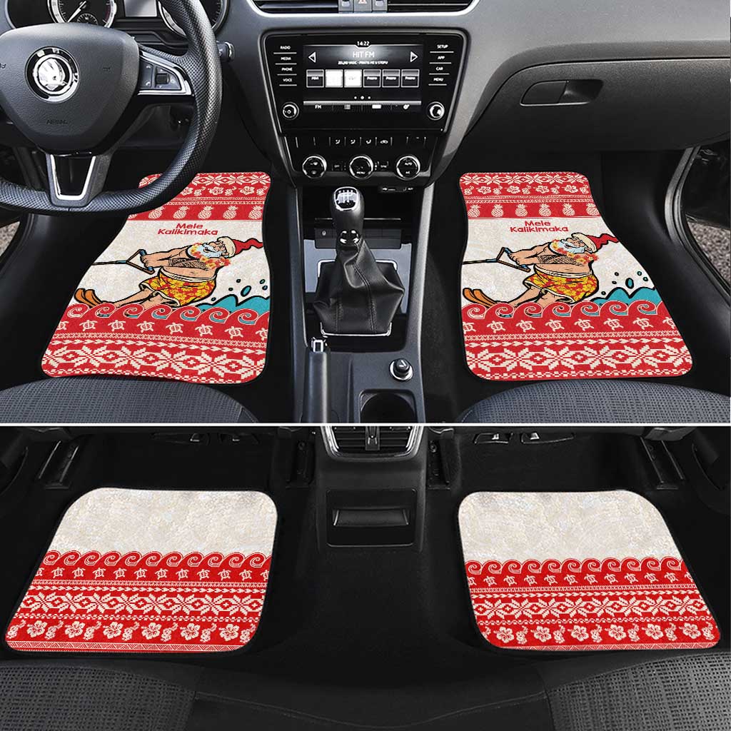 Mele Kalikimaka Hawaii Car Mats Water-skiing Santa Tropical Vibes