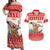 Mele Kalikimaka Hawaii Couples Matching Off Shoulder Maxi Dress and Hawaiian Shirt Water-skiing Santa Tropical Vibes