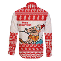 Mele Kalikimaka Hawaii Family Matching Long Sleeve Bodycon Dress and Hawaiian Shirt Water-skiing Santa Tropical Vibes LT14 - Polynesian Pride