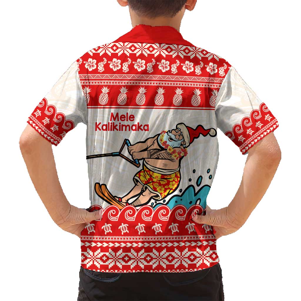 Mele Kalikimaka Hawaii Family Matching Puletasi and Hawaiian Shirt Water-skiing Santa Tropical Vibes LT14 - Polynesian Pride