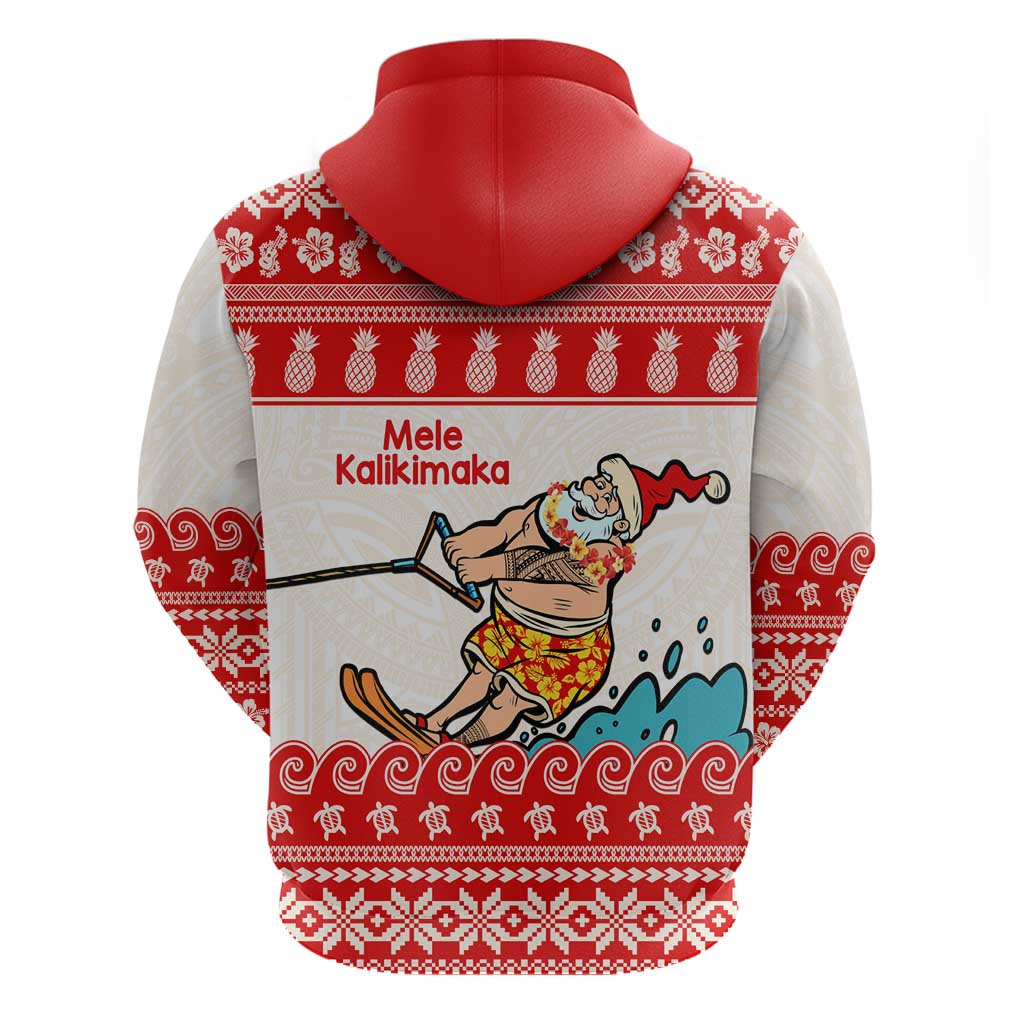 Mele Kalikimaka Hawaii Hoodie Water-skiing Santa Tropical Vibes