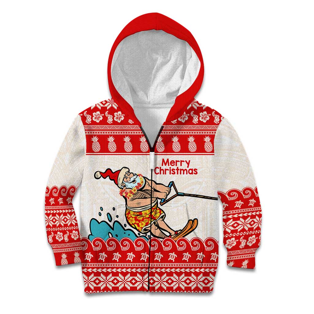 Mele Kalikimaka Hawaii Kid Hoodie Water-skiing Santa Tropical Vibes
