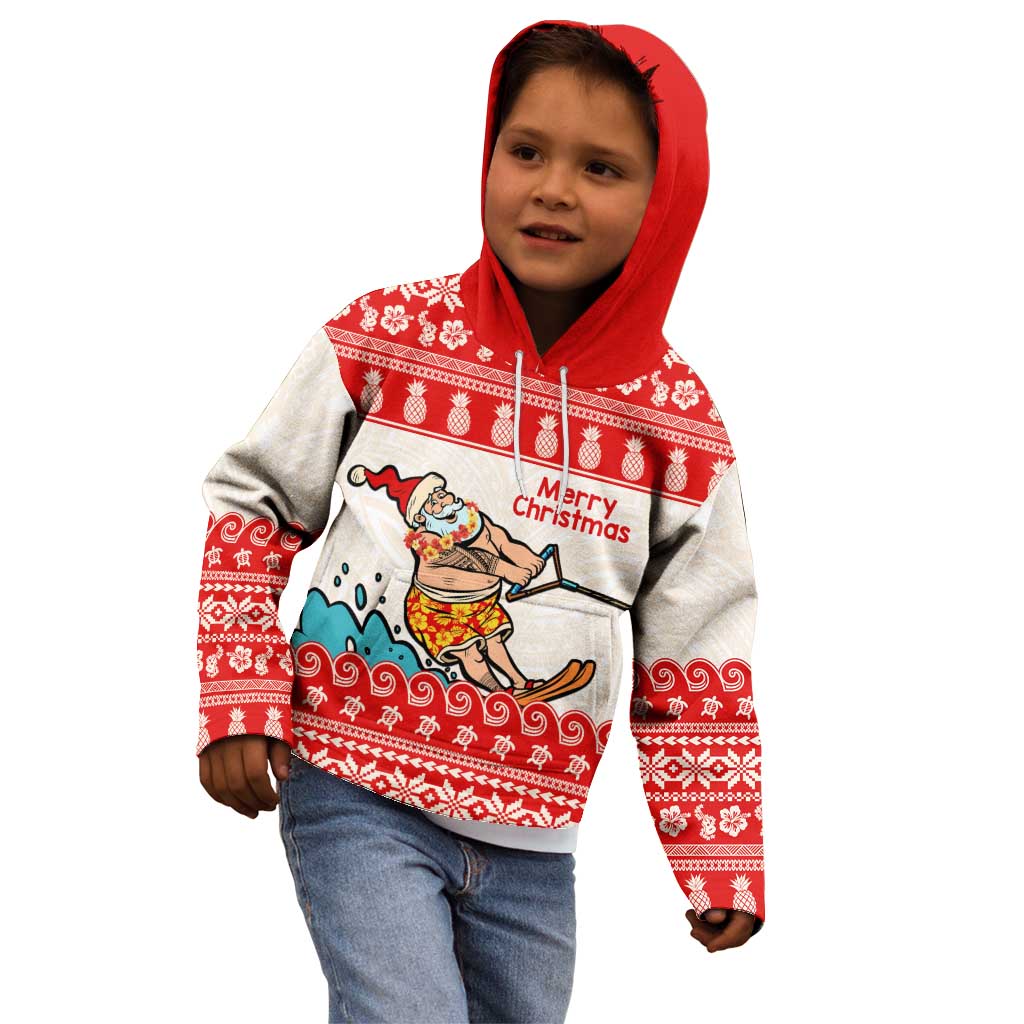 Mele Kalikimaka Hawaii Kid Hoodie Water-skiing Santa Tropical Vibes