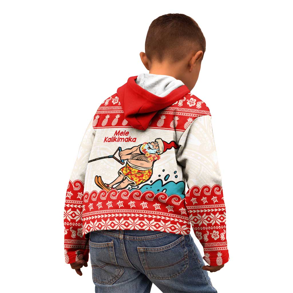 Mele Kalikimaka Hawaii Kid Hoodie Water-skiing Santa Tropical Vibes