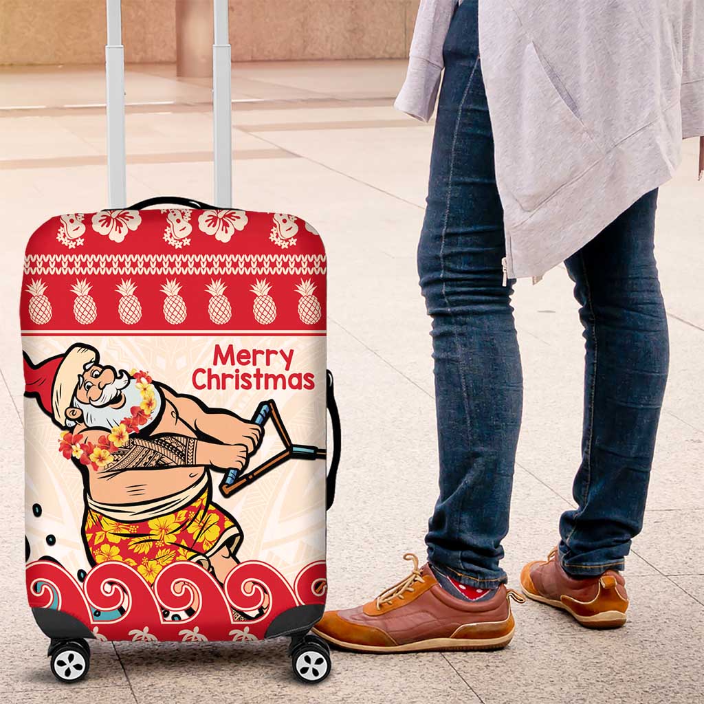 Mele Kalikimaka Hawaii Luggage Cover Water-skiing Santa Tropical Vibes