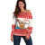 Mele Kalikimaka Hawaii Off Shoulder Sweater Water-skiing Santa Tropical Vibes