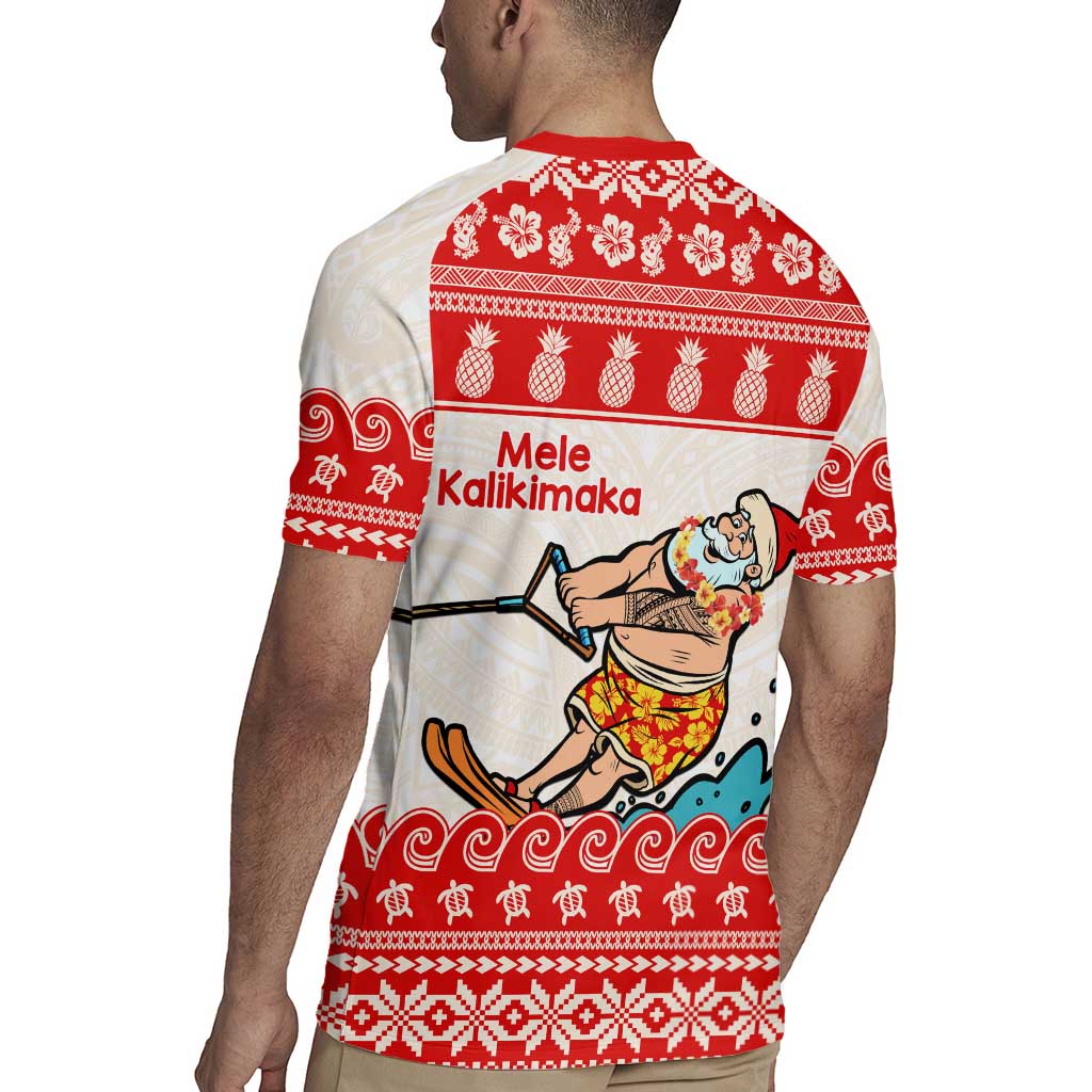 Mele Kalikimaka Hawaii Rugby Jersey Water-skiing Santa Tropical Vibes