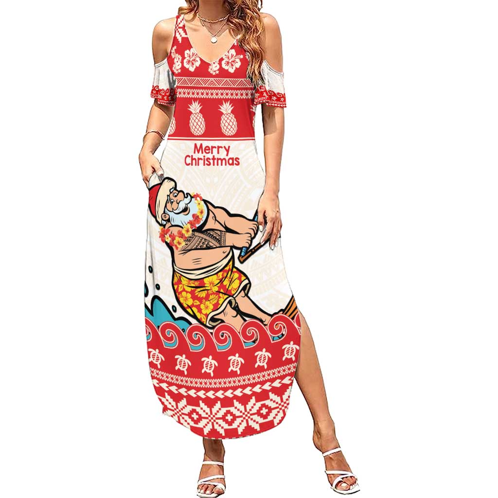 Mele Kalikimaka Hawaii Summer Maxi Dress Water-skiing Santa Tropical Vibes