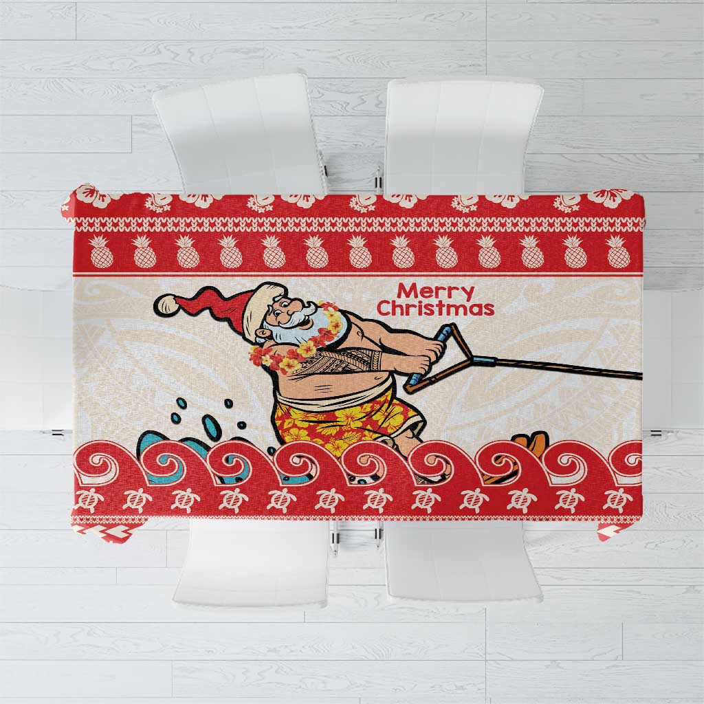 Mele Kalikimaka Hawaii Tablecloth Water-skiing Santa Tropical Vibes