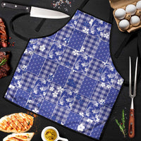 Blue Palaka Japanese Patterns Apron Koi Fish Asanoha Sakura Patchwork Stylized - Polynesian Pride
