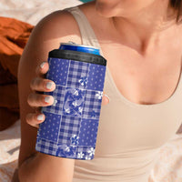Blue Palaka Japanese Patterns 4 in 1 Can Cooler Tumbler Koi Fish Asanoha Sakura Patchwork Stylized - Polynesian Pride