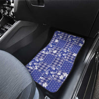 Blue Palaka Japanese Patterns Car Mats Koi Fish Asanoha Sakura Patchwork Stylized - Polynesian Pride