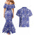 Blue Palaka Japanese Patterns Couples Matching Mermaid Dress and Hawaiian Shirt Koi Fish Asanoha Sakura Patchwork Stylized - Polynesian Pride