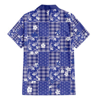 Blue Palaka Japanese Patterns Family Matching Mermaid Dress and Hawaiian Shirt Koi Fish Asanoha Sakura Patchwork Stylized - Polynesian Pride
