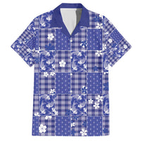 Blue Palaka Japanese Patterns Family Matching Short Sleeve Bodycon Dress and Hawaiian Shirt Koi Fish Asanoha Sakura Patchwork Stylized - Polynesian Pride