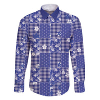 Blue Palaka Japanese Patterns Family Matching Tank Maxi Dress and Hawaiian Shirt Koi Fish Asanoha Sakura Patchwork Stylized - Polynesian Pride