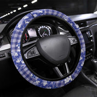 Blue Palaka Japanese Patterns Steering Wheel Cover Koi Fish Asanoha Sakura Patchwork Stylized - Polynesian Pride