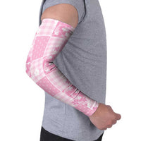 Pink Palaka Japanese Patterns Arm Sleeves Koi Fish Asanoha Sakura Patchwork Stylized - Polynesian Pride
