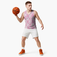 Pink Palaka Japanese Patterns Basketball Jersey Koi Fish Asanoha Sakura Patchwork Stylized - Polynesian Pride
