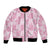 Pink Palaka Japanese Patterns Bomber Jacket Koi Fish Asanoha Sakura Patchwork Stylized - Polynesian Pride