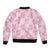 Pink Palaka Japanese Patterns Bomber Jacket Koi Fish Asanoha Sakura Patchwork Stylized - Polynesian Pride