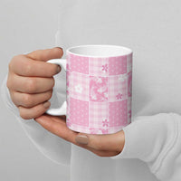 Pink Palaka Japanese Patterns Ceramic Mug Koi Fish Asanoha Sakura Patchwork Stylized - Polynesian Pride