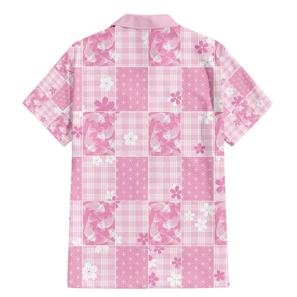 Pink Palaka Japanese Patterns Family Matching Mermaid Dress and Hawaiian Shirt Koi Fish Asanoha Sakura Patchwork Stylized - Polynesian Pride