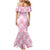 Pink Palaka Japanese Patterns Family Matching Mermaid Dress and Hawaiian Shirt Koi Fish Asanoha Sakura Patchwork Stylized - Polynesian Pride