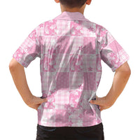 Pink Palaka Japanese Patterns Family Matching Off Shoulder Short Dress and Hawaiian Shirt Koi Fish Asanoha Sakura Patchwork Stylized - Polynesian Pride