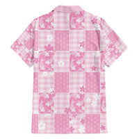 Pink Palaka Japanese Patterns Family Matching Short Sleeve Bodycon Dress and Hawaiian Shirt Koi Fish Asanoha Sakura Patchwork Stylized - Polynesian Pride