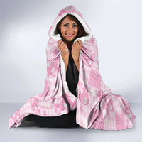 Pink Palaka Japanese Patterns Hooded Blanket Koi Fish Asanoha Sakura Patchwork Stylized - Polynesian Pride