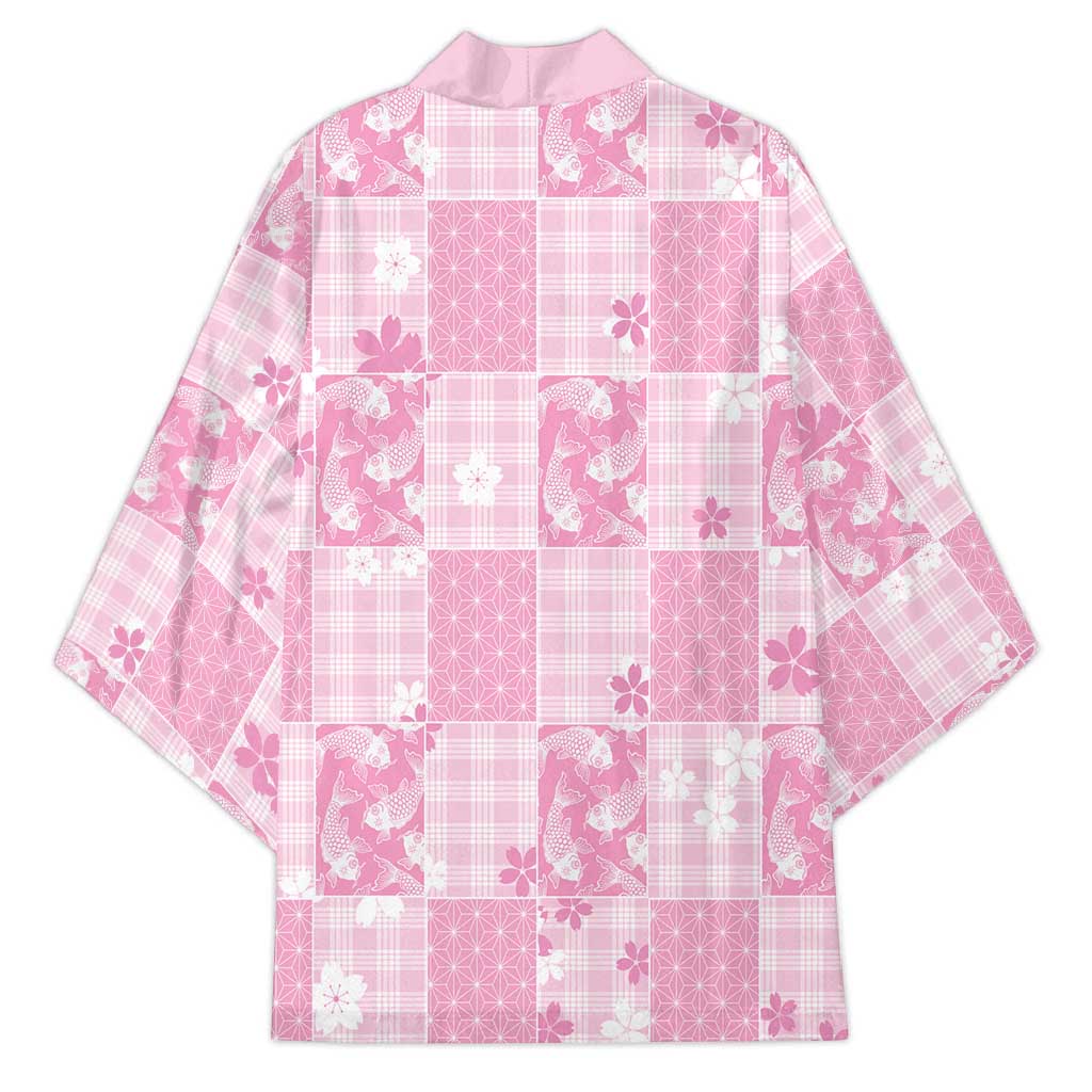 Pink Palaka Japanese Patterns Kimono Koi Fish Asanoha Sakura Patchwork Stylized - Polynesian Pride