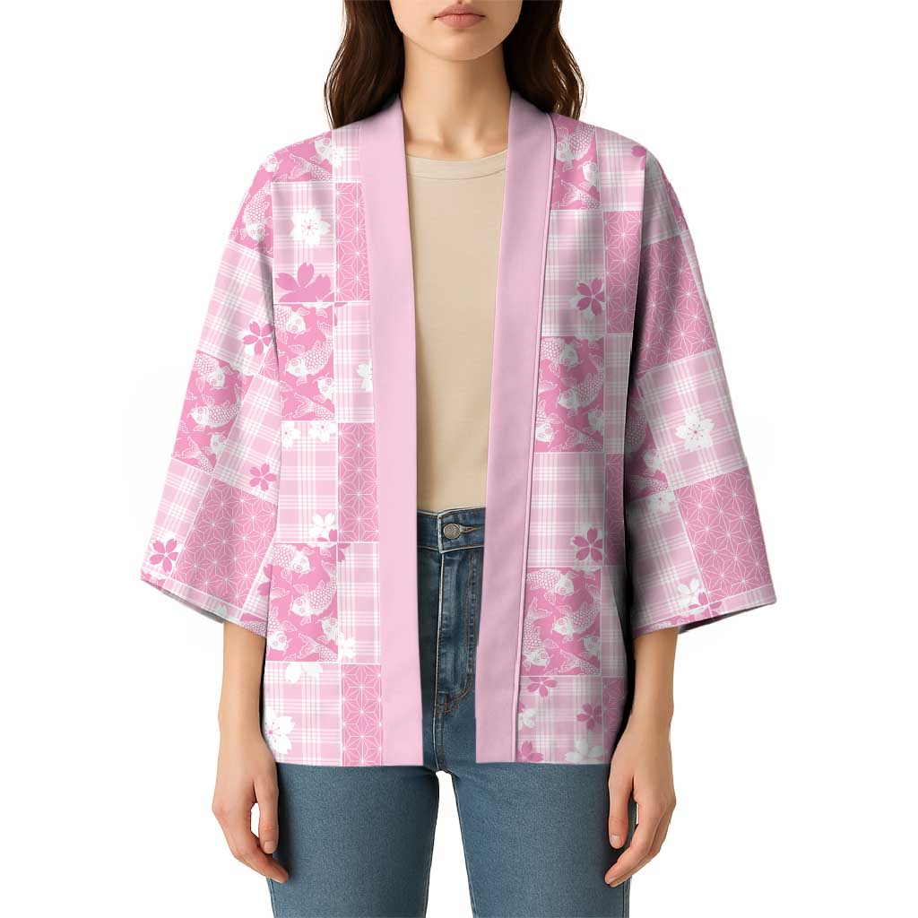 Pink Palaka Japanese Patterns Kimono Koi Fish Asanoha Sakura Patchwork Stylized - Polynesian Pride