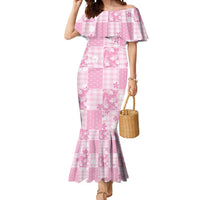 Pink Palaka Japanese Patterns Mermaid Dress Koi Fish Asanoha Sakura Patchwork Stylized - Polynesian Pride
