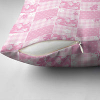 Pink Palaka Japanese Patterns Pillow Cover Koi Fish Asanoha Sakura Patchwork Stylized - Polynesian Pride