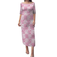 Pink Palaka Japanese Patterns Puletasi Koi Fish Asanoha Sakura Patchwork Stylized - Polynesian Pride