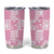 Pink Palaka Japanese Patterns Tumbler Cup Koi Fish Asanoha Sakura Patchwork Stylized - Polynesian Pride