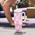 Pink Palaka Japanese Patterns Tumbler With Handle Koi Fish Asanoha Sakura Patchwork Stylized - Polynesian Pride