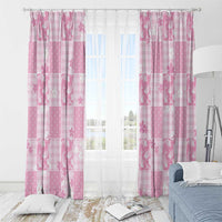 Pink Palaka Japanese Patterns Window Curtain Koi Fish Asanoha Sakura Patchwork Stylized - Polynesian Pride