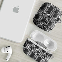 Black Palaka Japanese Patterns AirPods Case Koi Fish Asanoha Sakura Patchwork Stylized - Polynesian Pride